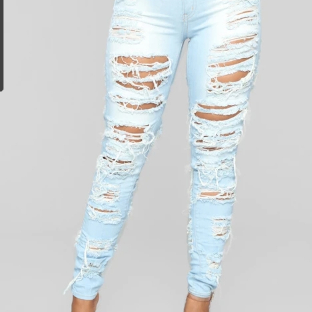 Fashion nova high waisted distressed jeans